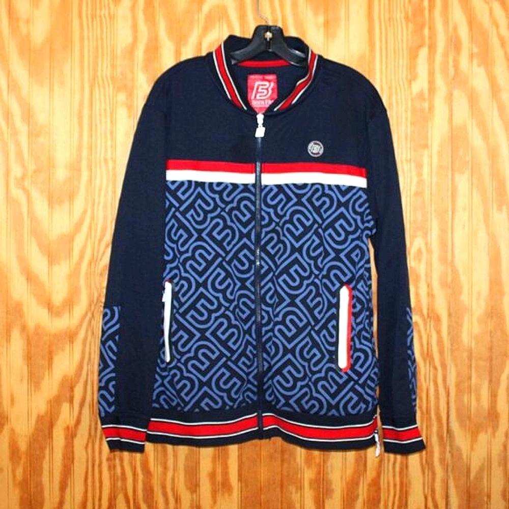 Born Fly AnyTown USA Track Jacket - Navy, Red & White - Size L